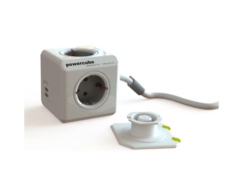 Мережевий подовжувач Allocacoc PowerCube Extended з заземленням 4 розетки 2 USB 1.5 м, сірий (1402GY/DEEUPC) Мережевий подовжувач Allocacoc PowerCube Extended з заземленням 4 розетки 2 USB 1.5 м, сірий (1402GY/DEEUPC)