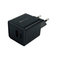 Мережевий зарядний пристрій Mibrand MI-30 GaN 30W Travel Charger USB-A + USB-C Black (MIWC/30UCB)