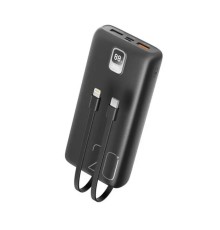 Зовнішній акумулятор XO PR185 20000mAh PD20W+QC22.5W with cable Type-C/Lightning Black (6920680831791)
