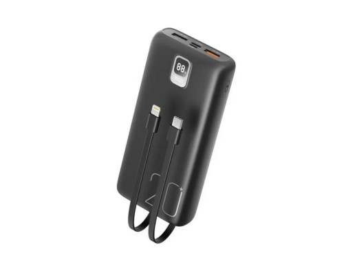 Зовнішній акумулятор XO PR185 20000mAh PD20W+QC22.5W with cable Type-C/Lightning Black (6920680831791) Зовнішній акумулятор XO PR185 20000mAh PD20W+QC22.5W with cable Type-C/Lightning Black (6920680831791)