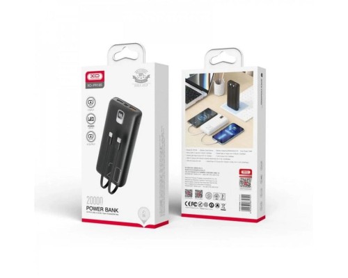 Зовнішній акумулятор XO PR185 20000mAh PD20W+QC22.5W with cable Type-C/Lightning Black (6920680831791) Зовнішній акумулятор XO PR185 20000mAh PD20W+QC22.5W with cable Type-C/Lightning Black (6920680831791)