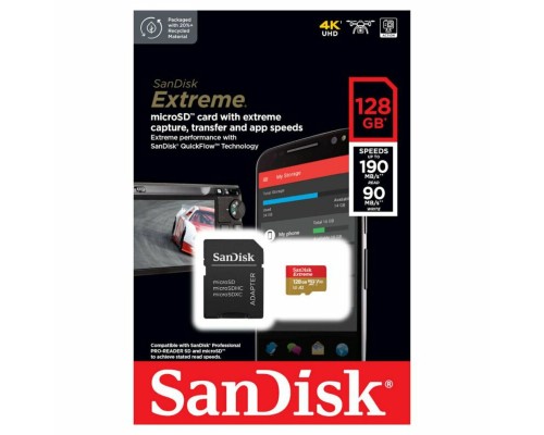 microSDXC (UHS-1 U3) SanDisk Extreme A2 128Gb class 10 V30 (R190MB/s,W90MB/s) (adapter SD) (SDSQXAA-128G-GN6MA) microSDXC (UHS-1 U3) SanDisk Extreme A2 128Gb class 10 V30 (R190MB/s,W90MB/s) (adapter SD) (SDSQXAA-128G-GN6MA)