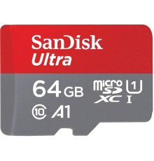 Карта пам'яті microSDXC (UHS-1) SanDisk Ultra 64Gb class 10 A1 (140Mb/s) (adapter SD) Imaging Packaging (SDSQUAB-064G-GN6IA)