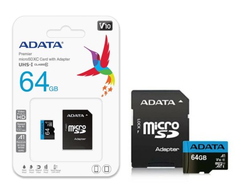 microSDXC (UHS-1) A-DATA Premier 64Gb Class 10 A1 (R-100Mb/s) (adapter SD) (AUSDX64GUICL10A1-RA1) microSDXC (UHS-1) A-DATA Premier 64Gb Class 10 A1 (R-100Mb/s) (adapter SD) (AUSDX64GUICL10A1-RA1)