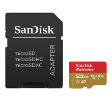 microSDXC (UHS-1 U3) SanDisk Extreme A2 512Gb class 10 V30 (R190MB/s,W130MB/s) (adapter SD) (SDSQXAV-512G-GN6MA) 