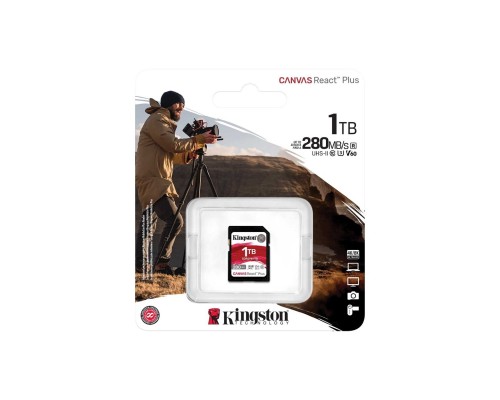 SDXC (UHS-II U3) Kingston Canvas React Plus 1Tb class 10 V60 (R280MB/s, W150MB/s) (SDR2V6/1TB) 
