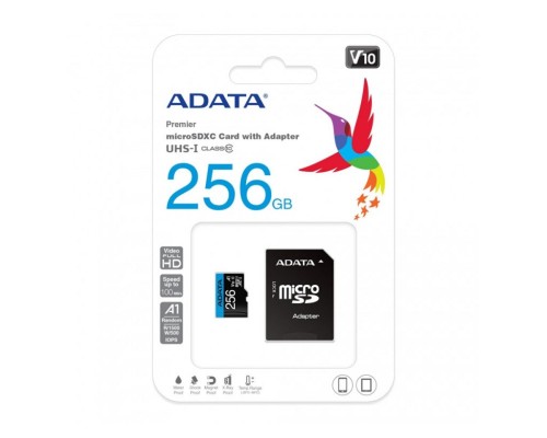 microSDXC (UHS-1) A-DATA Premier 256Gb Class 10 А1 (R-100Mb/s) (adapter SD) (AUSDX256GUICL10A1-RA1) microSDXC (UHS-1) A-DATA Premier 256Gb Class 10 А1 (R-100Mb/s) (adapter SD) (AUSDX256GUICL10A1-RA1)