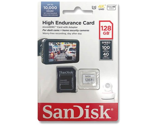 microSDXC (UHS-1 U3) SanDisk High Endurance 128Gb class 10 V30 (100Mb/s) (adapterSD) (SDSQQNR-128G-GN6IA) microSDXC (UHS-1 U3) SanDisk High Endurance 128Gb class 10 V30 (100Mb/s) (adapterSD) (SDSQQNR-128G-GN6IA)