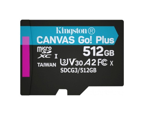 microSDXC (UHS-1 U3) Kingston Canvas Go Plus 512Gb class 10 A2 V30 (R170MB/s, W90MB/s) (SDCG3/512GBSP) microSDXC (UHS-1 U3) Kingston Canvas Go Plus 512Gb class 10 A2 V30 (R170MB/s, W90MB/s) (SDCG3/512GBSP)