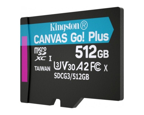 microSDXC (UHS-1 U3) Kingston Canvas Go Plus 512Gb class 10 A2 V30 (R170MB/s, W90MB/s) (SDCG3/512GBSP) microSDXC (UHS-1 U3) Kingston Canvas Go Plus 512Gb class 10 A2 V30 (R170MB/s, W90MB/s) (SDCG3/512GBSP)
