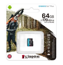 Карта пам'яті microSDXC (UHS-1 U3) Kingston Canvas Go Plus 64Gb class 10 A2 V30 (R170MB/s, W70MB/s) (SDCG3/64GBSP)