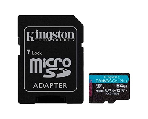 microSDXC (UHS-1 U3) Kingston Canvas Go Plus 64Gb class 10 A2 V30 (R170MB/s, W70MB/s) (adapter SD) (SDCG3/64GB) microSDXC (UHS-1 U3) Kingston Canvas Go Plus 64Gb class 10 A2 V30 (R170MB/s, W70MB/s) (adapter SD) (SDCG3/64GB)