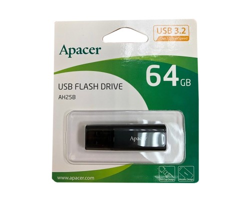 Flash Apacer USB 3.1 AH25B 64Gb Black (AP64GAH25BB-1) Flash Apacer USB 3.1 AH25B 64Gb Black (AP64GAH25BB-1)