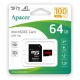 microSDXC (UHS-1) Apacer 64Gb class 10 V10 A1 R100MB/s (adapter SD) (AP64GMCSX10UB-R)