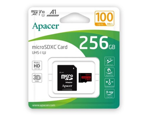 microSDXC (UHS-1) Apacer 256Gb class 10 V10 A1 R100MB/s (adapter SD) (AP256GMCSX10UB-R) microSDXC (UHS-1) Apacer 256Gb class 10 V10 A1 R100MB/s (adapter SD) (AP256GMCSX10UB-R)