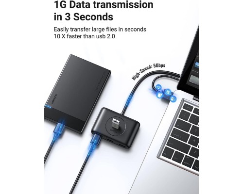 Хаб UGREEN CR113 USB 3.0 Hub  1m (Black) (UGR-20291) (UGR-20291)