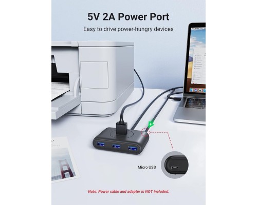 Хаб UGREEN CR113 USB 3.0 Hub  1m (Black) (UGR-20291) (UGR-20291)