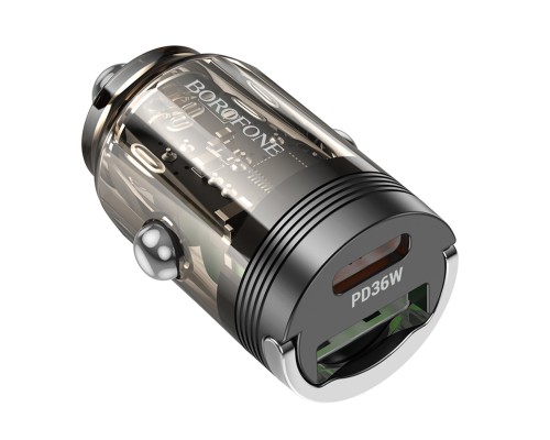 Автомобільний зарядний пристрій BOROFONE BZ29A Talented PD36W+QC3.0 car charger Black (6941991108778) 