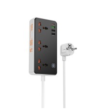 Мережевий подовжувач HOCO AC8A Storm 3-position socket(PD30W/1C3A) Black (6942007600095)