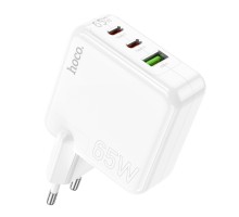 Мережевий зарядний пристрій HOCO C115A Header PD65W  GaN three-port(2C1A) charger White (6931474798312 ) 