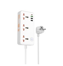 Мережевий подовжувач HOCO AC8A Storm 3-position socket(PD30W/1C3A) White (6942007600101)