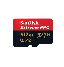 Карта пам'яті microSDXC (UHS-1 U3) SanDisk Extreme Pro A2 512Gb class 10 V30 (R200MB/s,W140MB/s) (adapter) (SDSQXCD-512G-GN6MA)