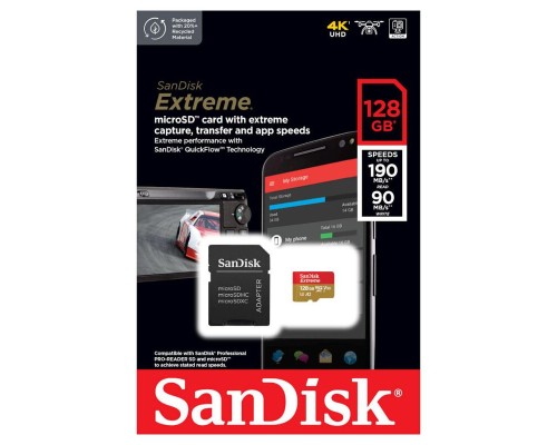 Карта пам'яті SanDisk 128GB microSD class 10 UHS-I U3 Extreme (SDSQXAA-128G-GN6MA) 