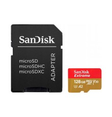 Карта пам'яті microSDXC (UHS-1 U3) SanDisk Extreme For Action Cams and Drones A2 128Gb class 10 V30 (R190MB/s,W90MB/s) (adapter) (SDSQXAA-128G-GN6AA)
