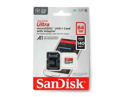 Карта пам'яті SanDisk 64GB microSD Class 10 A1 R-140 (SDSQUAB-064G-GN6IA) 