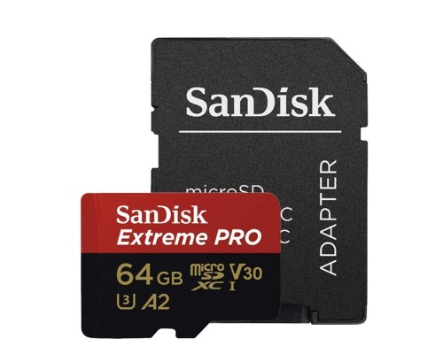 microSDXC (UHS-1 U3) SanDisk Extreme Pro A2 64Gb class 10 V30 (R200MB/s,W90MB/s) (adapter) (SDSQXCU-064G-GN6MA) microSDXC (UHS-1 U3) SanDisk Extreme Pro A2 64Gb class 10 V30 (R200MB/s,W90MB/s) (adapter) (SDSQXCU-064G-GN6MA)