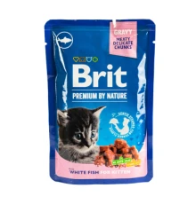 Вологий корм для кішок Brit Premium з білою рибою для кошенят 100 г (8595602548637)