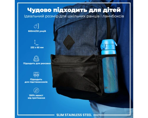 Пляшка для води ION8 OneTouch Stainless Steel 600 мл Blue (I8SS600BLU)