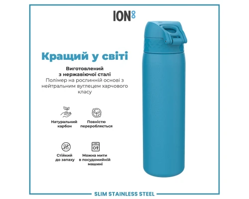 Пляшка для води ION8 OneTouch Stainless Steel 600 мл Blue (I8SS600BLU)