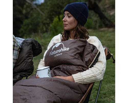 Спальний мішок Naturehike з капюшоном U350S NH20MSD07 (-3°C) лівий, коричневий (6927595764312-L)