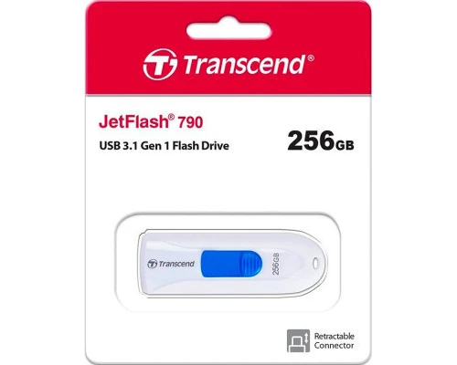 USB флеш накопичувач Transcend 256GB JetFlash 790 White USB 3.1 (TS256GJF790W) 