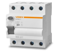 Диференційне реле (ПЗВ) Videx RESIST АС 4п 30мА 10кА 40А (VF-RS10-DR4AC40)