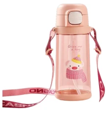 Пляшка для води Casno 690 мл KXN-1219 Рожева Свинка з соломинкою (KXN-1219_Pink)