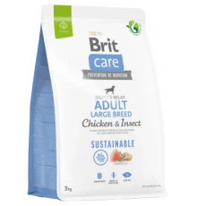 Сухий корм для собак Brit Care Dog Sustainable Adult Large Breed з куркою та комахами 3 кг (8595602558759)