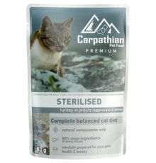 Вологий корм для кішок Carpathian Pet Food Індичка в желе 80 г (4820111141210)