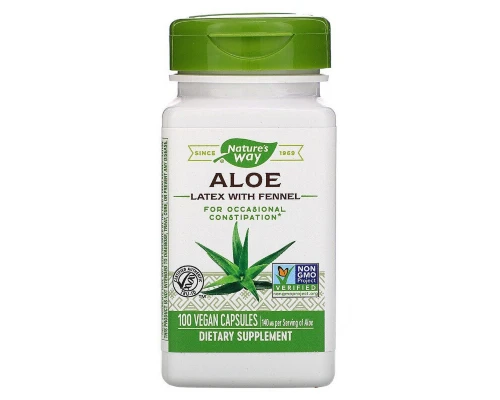 Трави Nature's Way Алое Віра з фенхелем, 140 мг, Aloe Latex with Fennel, 100 ве (NWY-10150)