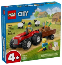 Конструктор LEGO City Червоний фермерський трактор із причепом і вівцями (60461)