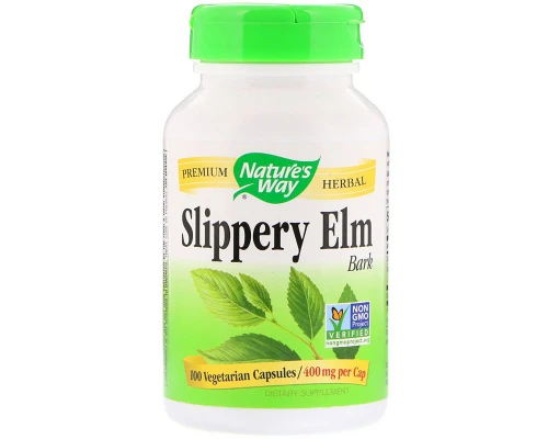 Трави Nature's Way Слизький В'яз, Slippery Elm Bark, 400 мг 100 капсул (NWY-17100)
