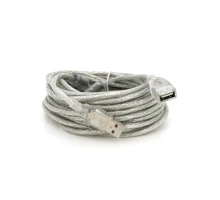 Дата кабель USB 2.0 AM/AF 10.0m ferrite transparent white Voltronic (YT-AM/AF-10TBL)