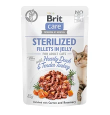 Вологий корм для кішок Brit Care Cat pouch для стерилізованих 85 г (качка та індичка в желе) (8595602540549)
