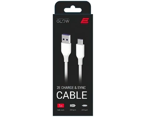 Дата кабель USB 2.0 AM to Type-C 1.0m Glow white 2E (2E-CCAC-WH_)