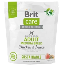 Сухий корм для собак Brit Care Dog Sustainable Adult Medium Breed з куркою та комахами 1 кг (8595602558704)