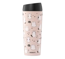 Термокружка Ardesto Coffee Time Cats 450мл, нержавіюча сталь, коричневий (AR2645FC)