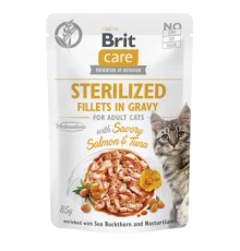 Вологий корм для кішок Brit Care Sterilized Fillets in Gravy Savory Salmon and Tuna (8595602565290)
