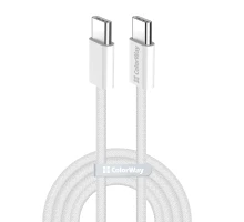 Дата кабель USB-C to USB-C 2.0m (braided cotton) (PD Fast Charging 60W) 3.0А grey ColorWay (CW-CBPDCC068-GR)