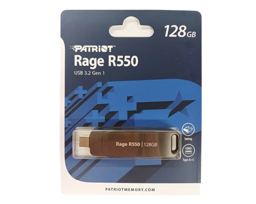 USB флеш накопичувач Patriot 128GB Rage R550 Matte Black USB 3.2/Type-C (PE128GR550DSAD)